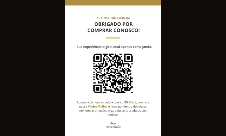 Visualização do QR Code exclusivo para balcão e sacolas