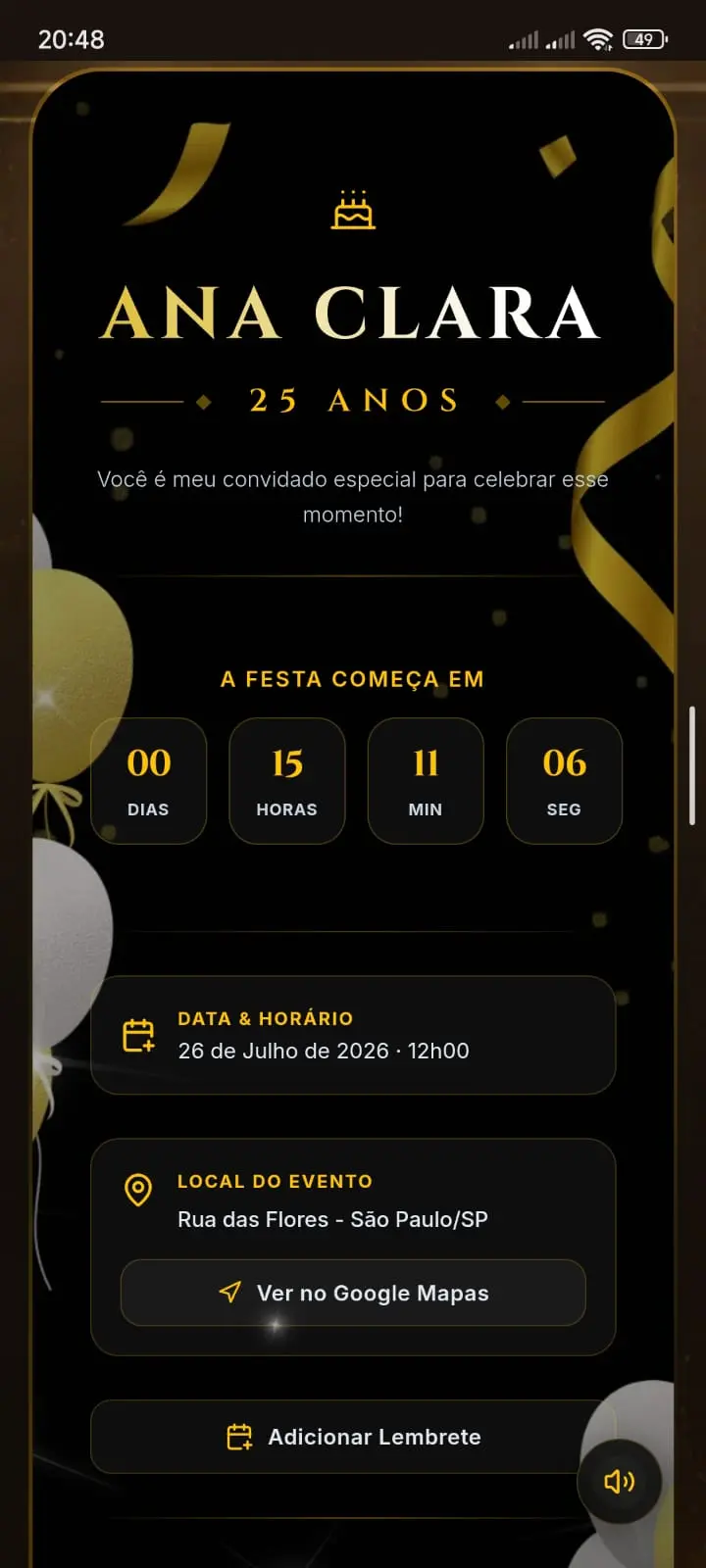 Demonstrativo do Convite Matriz Studio